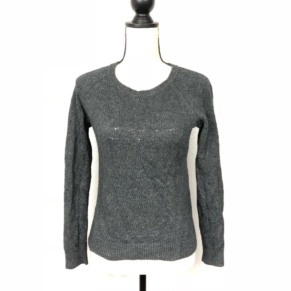 Loft Charcoal Medium Weight Sweater Md Long Sleeve